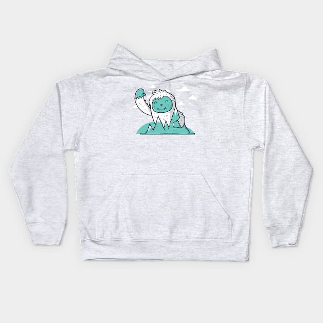 Cute and friendly yeti Kids Hoodie by UniqueDesignsCo